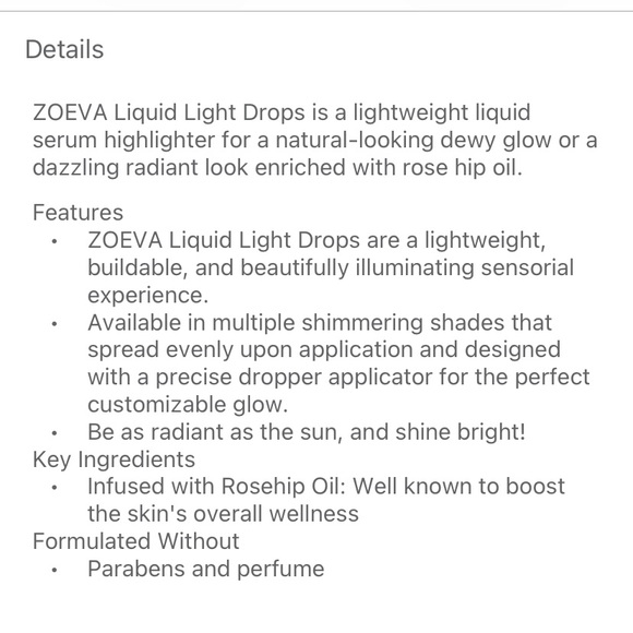 Zoeva Liquid Light Highlighter Drops in Brilliance BNIB - Picture 11 of 13